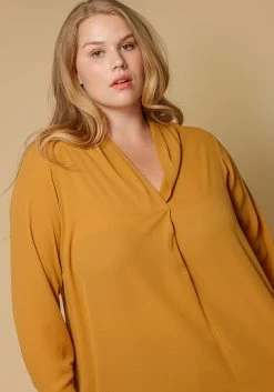 Pleione Pleated V-neck Long Sleeve Blouse Plus Size Women Clothing -Asoph Sales Shop 2000297 159 4