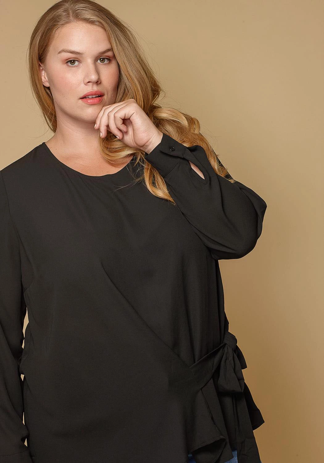 Pleione Plus Size Women Clothing Self-Tie Wrap Front Blouse 4 Pleione Plus Size Women Clothing Self-Tie Wrap Front Blouse - Image 4