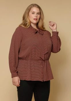 Pleione Plus Size Women Clothing Tie Neck Button Down Peplum Blouse -Asoph Sales Shop 2000622 230 3