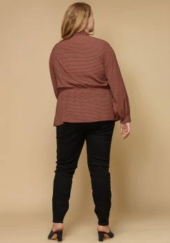 Pleione Plus Size Women Clothing Tie Neck Button Down Peplum Blouse -Asoph Sales Shop 2000622 230 5