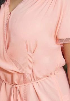 Nurode Plus Size Lace Trim Cape Sleeve Wrap Blouse -Asoph Sales Shop 2003566 144 4