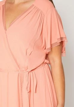 Nurode Plus Size Womens Elegant Peach Wrap Dress 7 Nurode Plus Size Womens Elegant Peach Wrap Dress -Asoph Sales Shop 2003567 144 4
