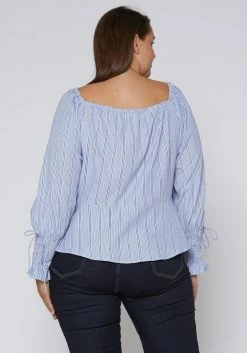 Nurode Plus Size Stripe Off Shoulder Blouse -Asoph Sales Shop 2003571 003 3