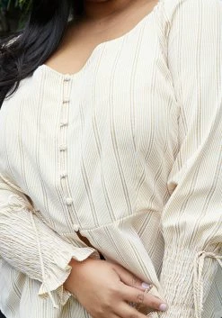 Nurode Plus Size Stripe Off Shoulder Blouse -Asoph Sales Shop 2003571 105 4