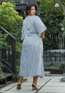 Nurode Plus Size Lace Trim Tie Front Maxi Dress -Asoph Sales Shop 2003572 302 3