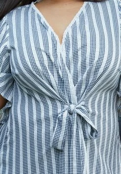 Nurode Plus Size Lace Trim Tie Front Maxi Dress -Asoph Sales Shop 2003572 302 4