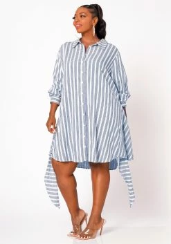 Nurode Plus Size Lace Trim Wrapped Shirt Dress -Asoph Sales Shop 2003573 302 4