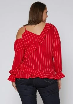 Nurode Plus Size Asymmetrical Shoulder Ruffle Blouse -Asoph Sales Shop 2003575 110 3