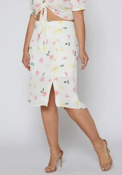Nurode Plus Size Citrus Print Midi Skirt 8 Nurode Plus Size Citrus Print Midi Skirt -Asoph Sales Shop 2003581 310 3