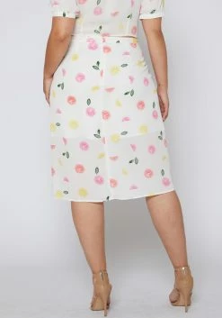 Nurode Plus Size Citrus Print Midi Skirt 9 Nurode Plus Size Citrus Print Midi Skirt -Asoph Sales Shop 2003581 310 4