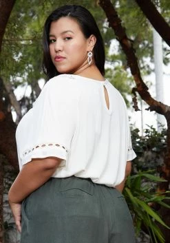 Pleione Plus Size Pleated Short Sleeve Blouse Top -Asoph Sales Shop 2003582 135 4