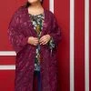Pleione Plus Size Sheer Floral Embossed Robe Cardigan