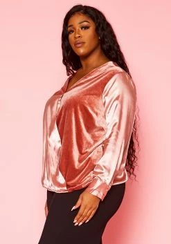 Pleione Plus Size Charmuese Contrast Cross Front Blouse -Asoph Sales Shop 2004344 186 9