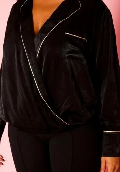 Pleione Plus Size V-neck Surplice Front Blouse -Asoph Sales Shop 2004345 001 10