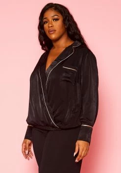 Pleione Plus Size V-neck Surplice Front Blouse -Asoph Sales Shop 2004345 001 8