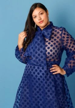 Plus Size Sheer Polkadot Bow Front Maxi Dress -Asoph Sales Shop 2004819 188 4