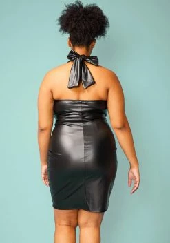 Plus Size Halter Tie Neck Mini Dress -Asoph Sales Shop 2005085 001 4