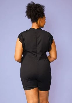 Plus Size Ruffle Front Tie Neck Romper -Asoph Sales Shop 2005087 001 3