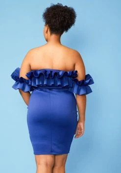 Plus Size Gathered Shoulder Mini Dress -Asoph Sales Shop 2005120 188 3