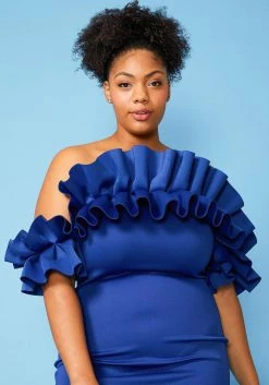 Plus Size Gathered Shoulder Mini Dress -Asoph Sales Shop 2005120 188 4