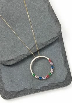 Grove Emerald Cut Multi Color Stone Ring Necklace