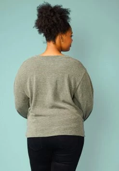 Pleione Plus Size Twist Hem V-Neck Sweater -Asoph Sales Shop 2005243 151 3