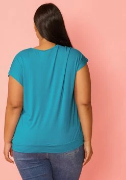 Pleione Plus Size V-Neck Twist Hem Tee -Asoph Sales Shop 2005267 158 3
