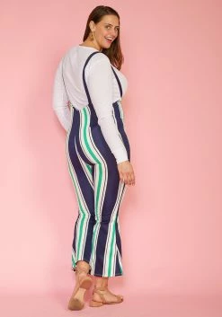 Plus Size Stripe Flared Overall Pants -Asoph Sales Shop 2005416 103 3
