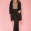 Asoph Plus Size Ribbed Cardigan & Flare Pants Set