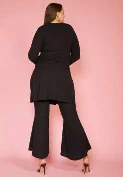 Asoph Plus Size Ribbed Cardigan & Flare Pants Set -Asoph Sales Shop 2005487 001 2