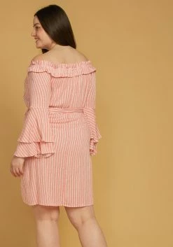 Asoph Plus Size Off Shoulder Stripe Mini Dress -Asoph Sales Shop 2005546 186 2