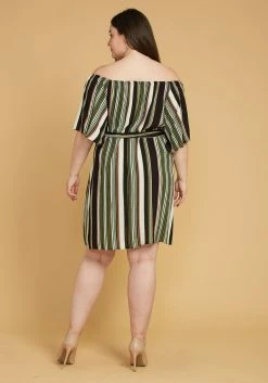 Asoph Plus Size Stripe Bell Sleeve Casual Dress -Asoph Sales Shop 2005565 125 3