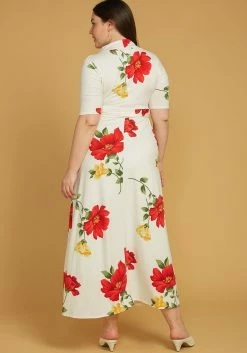 Asoph Plus Size Short Sleeve Floral Wrap Maxi Dress -Asoph Sales Shop 2005572 002 3