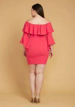 Plus Size Ruffle Off Shoulder Party Dress -Asoph Sales Shop 2005574 102 3