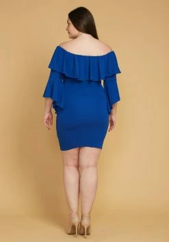 Plus Size Ruffle Off Shoulder Party Dress -Asoph Sales Shop 2005574 117 2