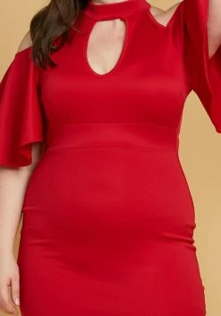 Plus Size Shoulder Cutout Mock Neck Dress -Asoph Sales Shop 2005594 110 2