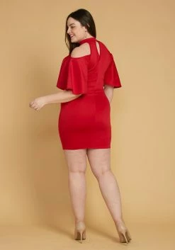 Plus Size Shoulder Cutout Mock Neck Dress -Asoph Sales Shop 2005594 110 4