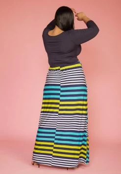 Plus Size Multi Stripe Contrast Wrap Dress -Asoph Sales Shop 2005596 105 2