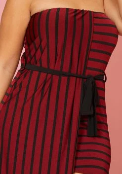 Plus Size Stripe Tube Top Asymmetrical Maxi Dress -Asoph Sales Shop 2005611 111 4