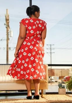 Pleione Plus Size V-Neck Floral Long Dress -Asoph Sales Shop 2006695 110 3