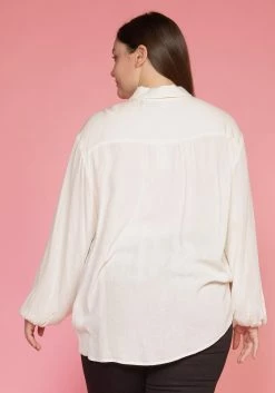 Pleione Plus Size Pleated Tie Hem Button Down Blouse -Asoph Sales Shop 2006712 135 3