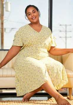 Pleione Plus Size Womens Floral Patterned Button Down Maxi Dress