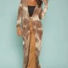 Asoph Plus Size Long Coat Tie Dye Cardigan