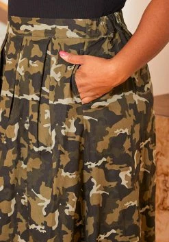 Asoph Plus Size Camo Print Pleated Women Midi Skirt 9 Asoph Plus Size Camo Print Pleated Women Midi Skirt -Asoph Sales Shop 2007460 354 3