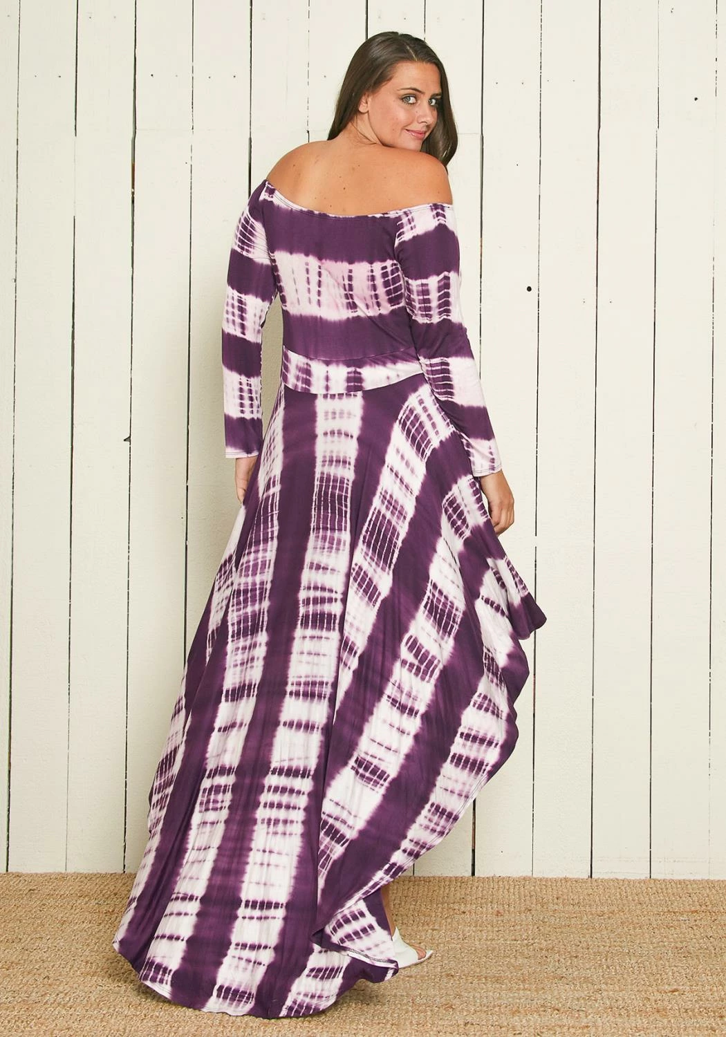 Asoph Plus Size Off Shoulder Hi-Lo Tie Dye Dress 3 Asoph Plus Size Off Shoulder Hi-Lo Tie Dye Dress - Image 3