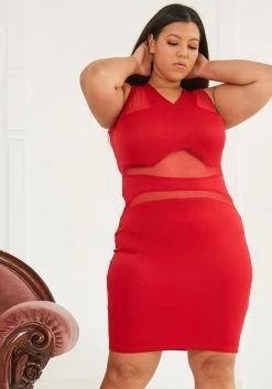 Plus Size Sheer Sleeveless Party Dress