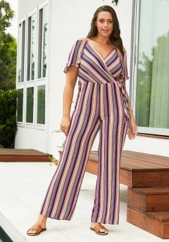 Asoph Plus Size Stripe Jumpsuit