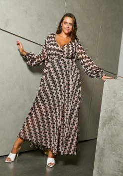 Asoph Plus Size Multi Print Wrap Maxi Dress