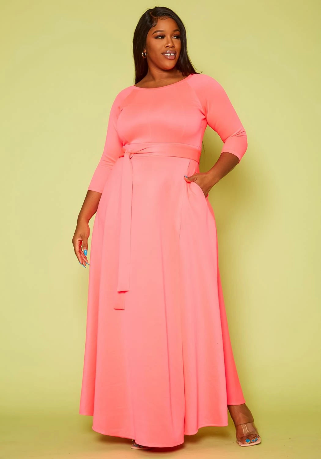 Asoph Plus Size Womens Classic Knot Front Maxi Dress 2 Asoph Plus Size Womens Classic Knot Front Maxi Dress - Image 2