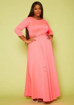 Asoph Plus Size Womens Classic Knot Front Maxi Dress